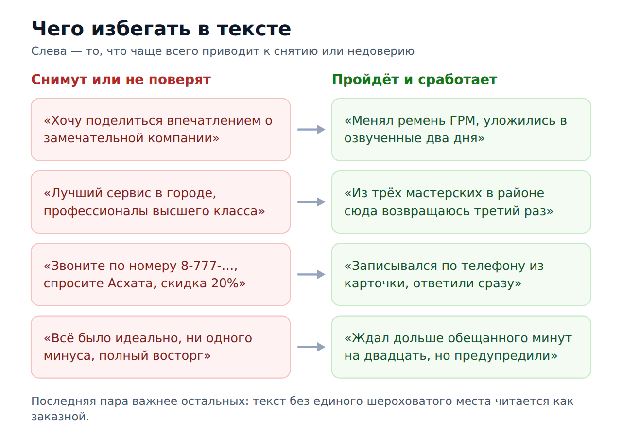 Чего избегать при написании отзыва на 2ГИС