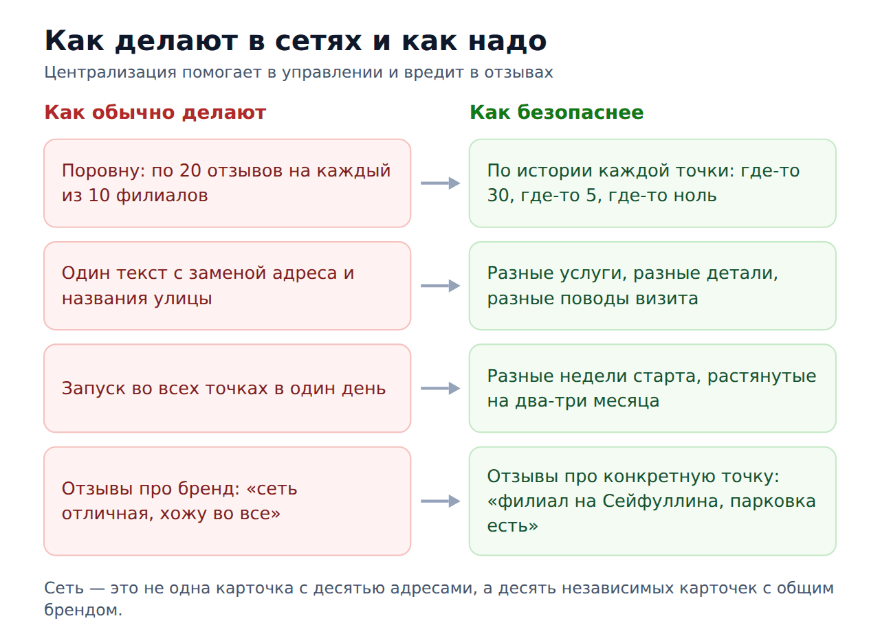 Как сети обычно работают с отзывами филиалов и как безопаснее