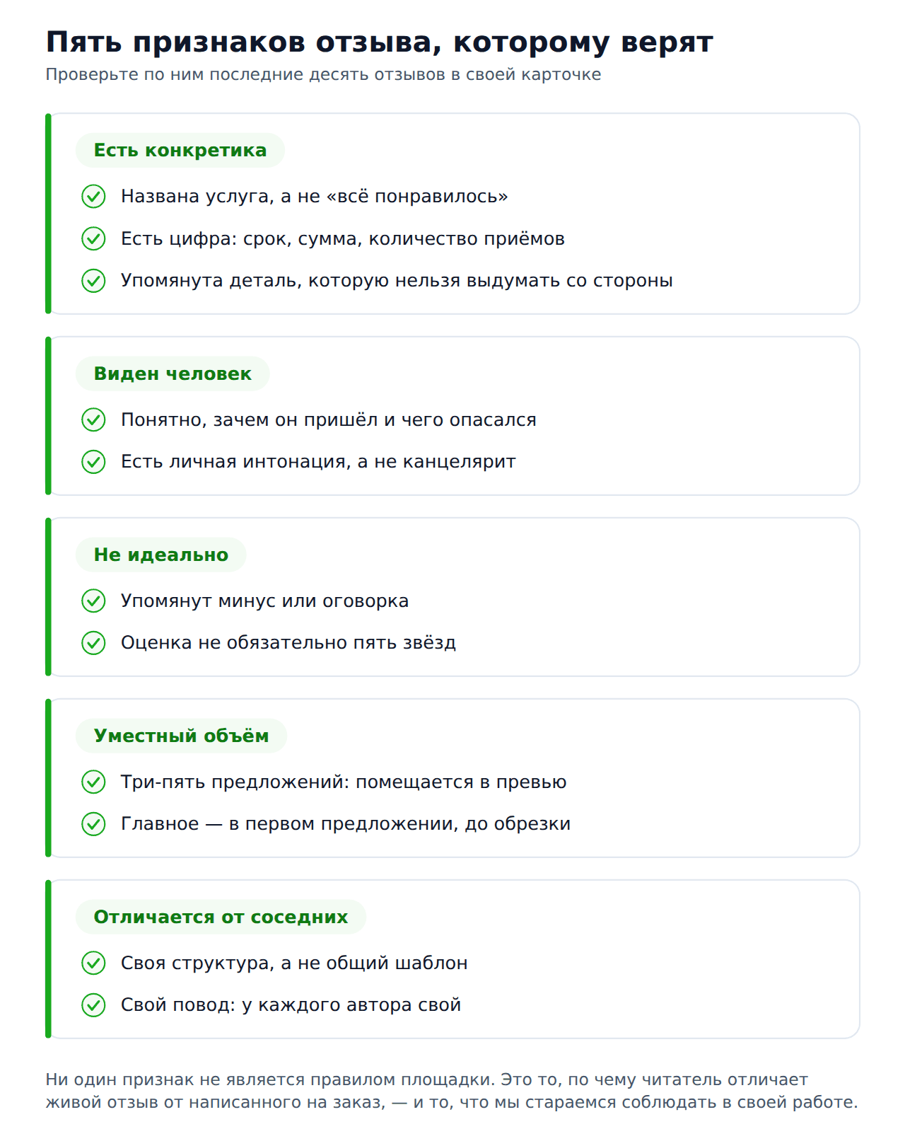 Секреты правильных отзывов — пять признаков достоверного отзыва